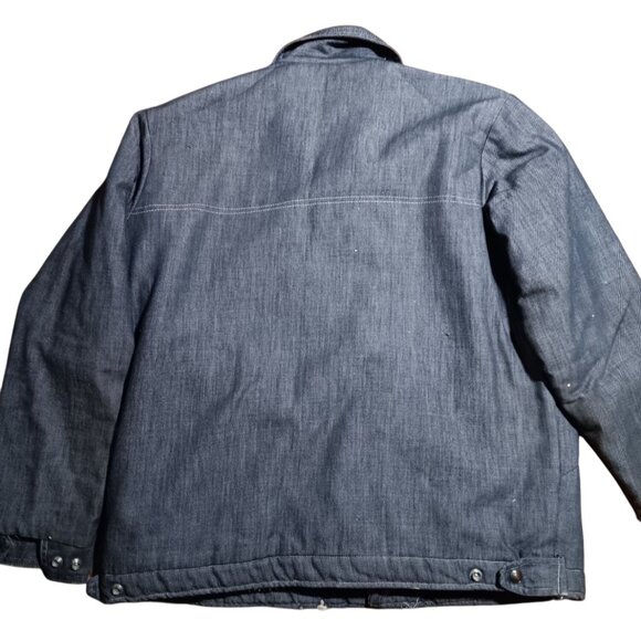 Large Vintage Denim Jacket Trucker Rancher 70's Sherpa Snap Buttons Distressed - Picture 2 of 11